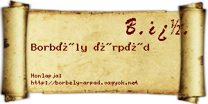 Borbély Árpád névjegykártya