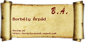 Borbély Árpád névjegykártya